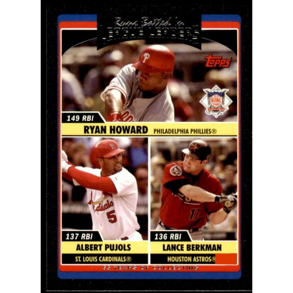 Ryan Howard/Albert Pujols/Lance Berkman Card 2006 Topps Update Black #UH212