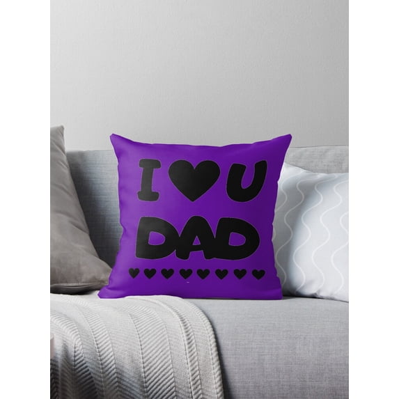 Ryan; I Love You Dad Throw Pillow with Heartfelt Typography and Gift Message for Father’s Day, Sofa Accent or Family Room Decor