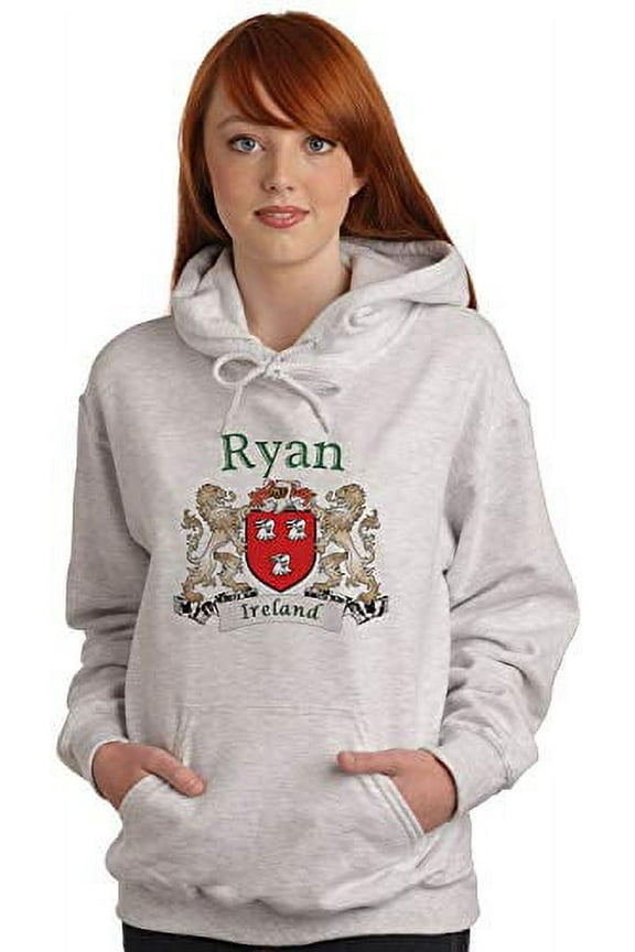 Ryan Irish Coat of Arms Ash Hooded Sweatshirt