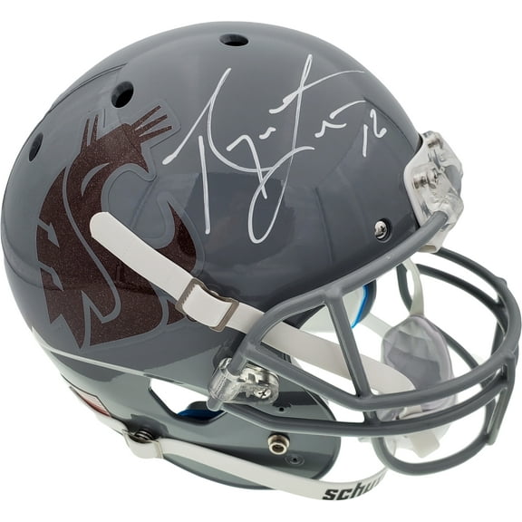 Ryan Leaf Autographed Washington State Cougars Gray Schutt Full Size Replica Helmet Beckett BAS QR 193975