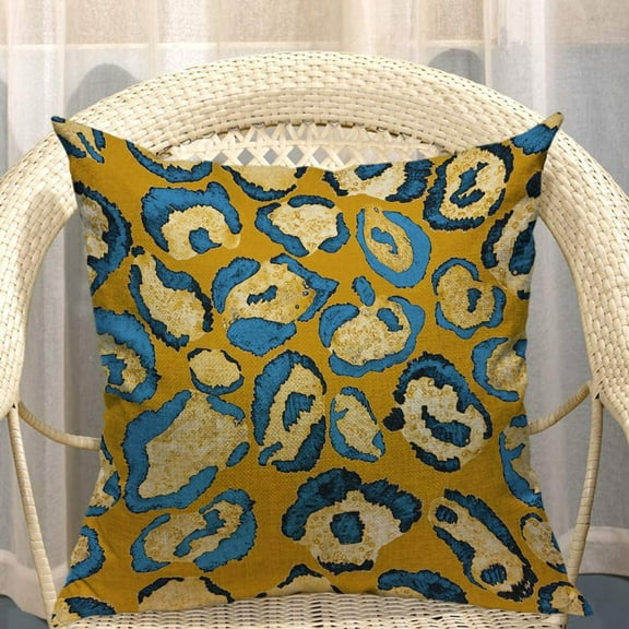 Ryan; Leopard Pattern Throw Pillow Cover African Animal Cheetah Skin Geometric Yellow Blue Decorative Pillow Cases Square Cushion Cover for Home Bed Sofa Couch 18x18 Inch