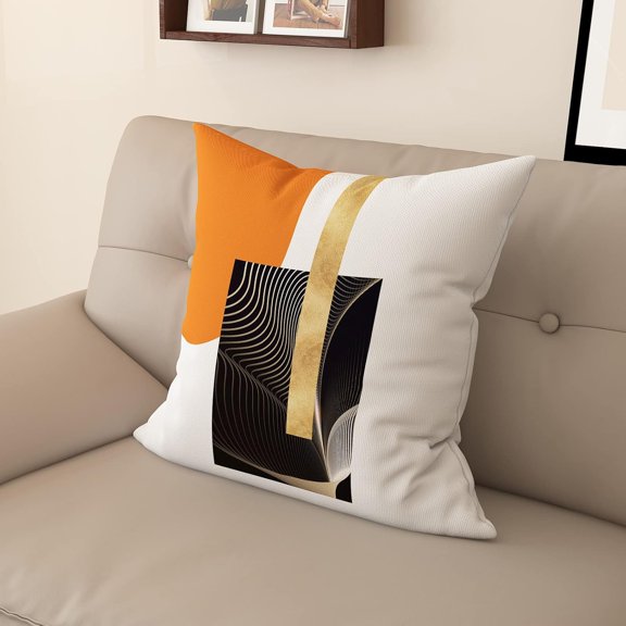 Ryan; Living Room Sofa Decorative Pillow Cover, Double-Sided Printed Pattern, Nordic Style Abstract Geometry Orange Cushion Cover, Bedroom Bed Pillowcase (18 * 18inch, 03014)