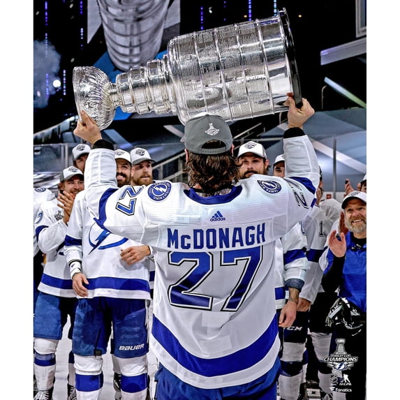 Ryan McDonagh Tampa Bay Lightning Unsigned 2020 Stanley Cup Champions Raising Cup Photograph
