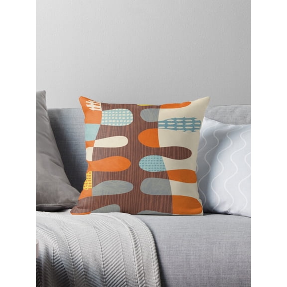 Ryan; Mid Century Modern Flora Abstract Throw Pillow, Organic Artistic Design Cushion