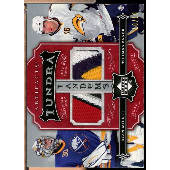 Ryan Miller Thomas Vanek 2007-08 Artifacts Tundra Tandems Jersey Silver /10 #MV
