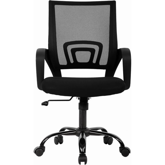 Ryan Modern Ergonomic Chair Mesh Backrest with Adjustable Height & Rocking Function, Lumbar Support Swivel Rolling for Home Office, Study Room, Gaming, Black