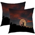 thumbnail image 1 of Ryan; Night Moon Scene Throw Pillow Covers, A Full Moon Rises Over Joshua Tree Decorative Pillow Covers Digital Printing Blended Fabric for Couch Sofa Bed Invisible Zipper 18X18 in(Set of 2), 1 of 8