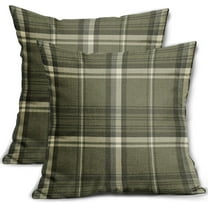 Ryan; Olive Green Spring Plaid Pillow Covers 18x18 Set of 2 Buffalo Tartan Print Seasonal Decorative Throw Pillows Outdoor Pillowcase Square Farmhouse Cushion Case Decor for Couch Sofa Bed