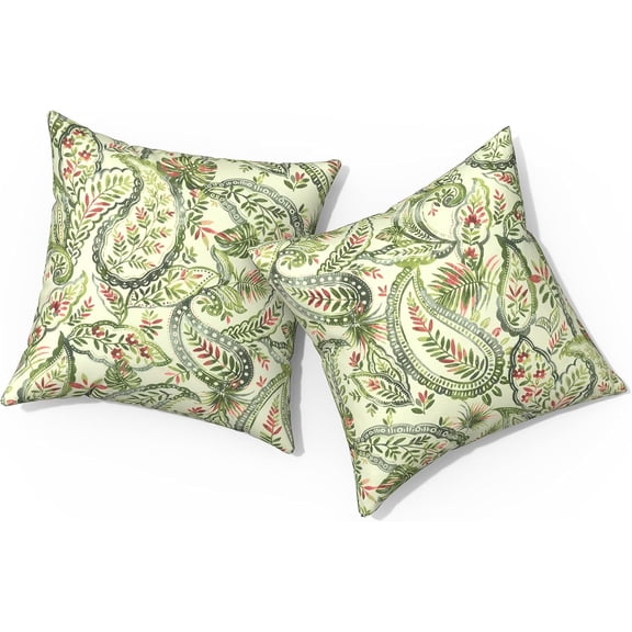 Ryan; Outdoor Pillows for Patio Furniture 18x18 inch, Square Outdoor Throw Pillows , Decorative Toss Pillows for Garden Couch Home Sofa Office Chair, Pack of 2,Faylinn Shadow Paisley
