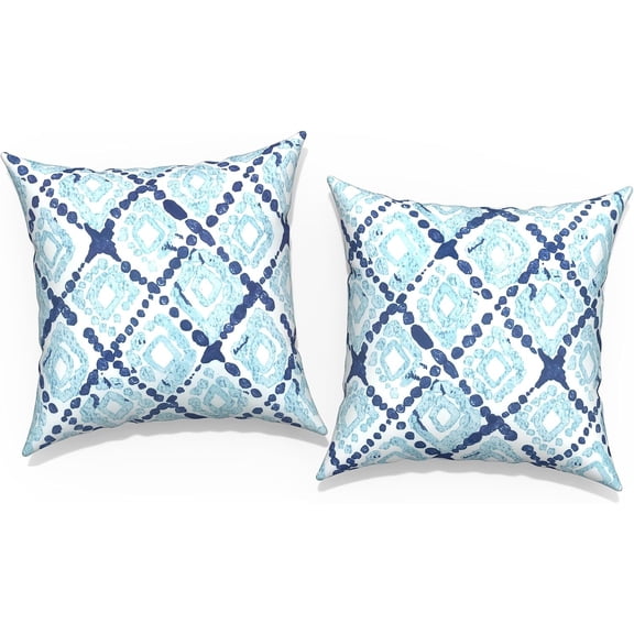 Ryan; Outdoor Throw Pillow Covers 18\u201dx18\u201d, Decorative Pillow Covers for Patio Furniture, Modern Cushion Cases for Garden Couch Home Sofa Bed Office Chair, Pack of 2, Boho Geometry Blue