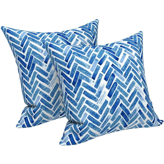 Ryan; Outdoor Throw Pillow Covers 18 x 18 Inch, Covers ONLY Modern Paisley Pattern Decorative Square Toss Pillow Case Pack of 2 for Home Patio Garden Sofa Bed Furniture, Blue Bricks