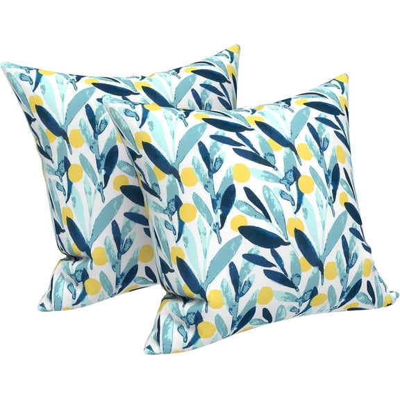 Ryan; Outdoor Throw Pillow Covers 18 x 18 Inch, Covers ONLY Modern Paisley Pattern Decorative Square Toss Pillow Case Pack of 2 for Home Patio Garden Sofa Bed Furniture, Leaves Multi