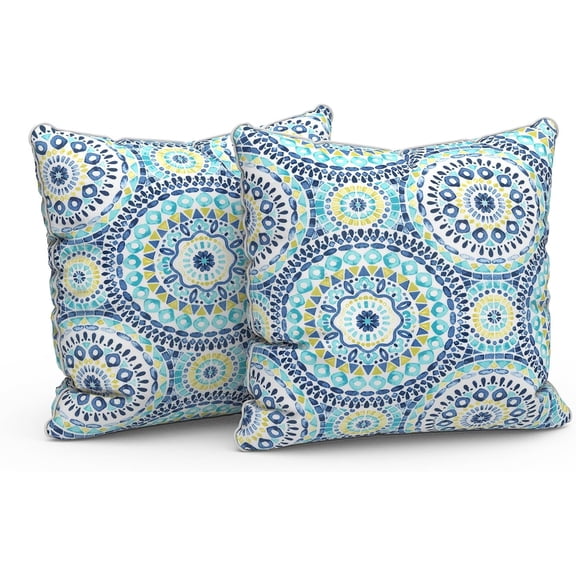 Ryan; Outdoor Throw Pillows Set of 2, Patio Pillows Fade Resistant Accent Pillows for Home and Garden Furniture Decoration,Delancey Baltic