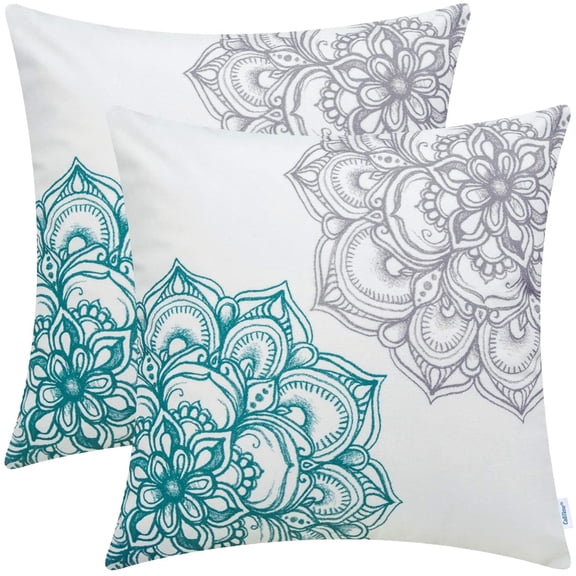 Ryan; Pack of 2 Cozy Fleece Throw Pillow Cases Covers for Couch Bed Sofa Vintage Dahlia Floral Both Sides 18 X 18 Inches Grey Teal