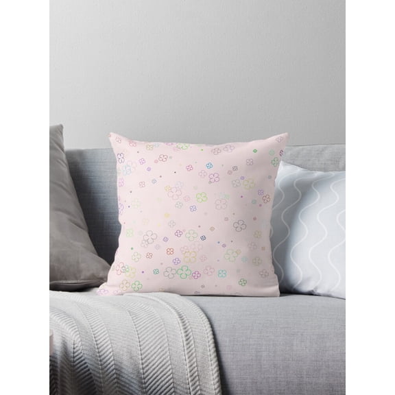 Ryan; Pastel Floral Vector Pattern Throw Pillow with Seamless Wallpaper-Style Print for Cottagecore Room, Bed or Sofa Accent