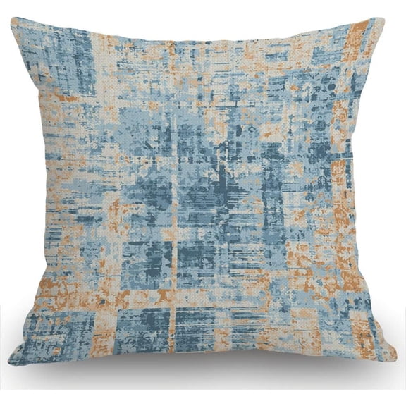 Ryan; Plaid Patten in Blue, Gold, Gray, Cream and Maroon Square Throw Waist Pillow Case Decorative Cushion Cover Pillowcase Sofa 18"x 18"