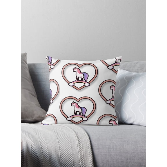 Ryan; Rainbow Unicorn Fantasy Throw Pillow with Colorful Dreamy Design for Girls’ Bedroom, Nursery Sofa or Magical Theme