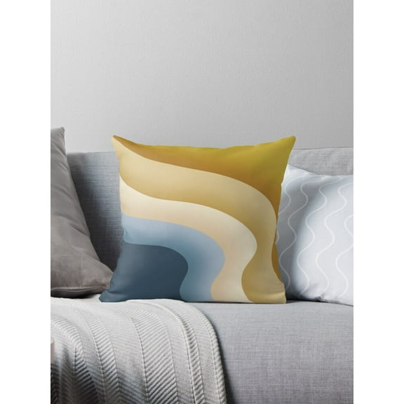 Ryan; Retro Wave Throw Pillow with Bright Groovy Lines for 70s Style Living Room, Artistic Decor or Dorm Room Accent