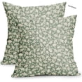 thumbnail image 1 of Ryan Sage Green and Cream Floral Pillow Covers 20x20 Inch Set of 2, Vintage Rustic Flower Throw Pillows, Green Small Floral Print Farmhouse Cotton Linen Cushion Cover for Couch, 1 of 5