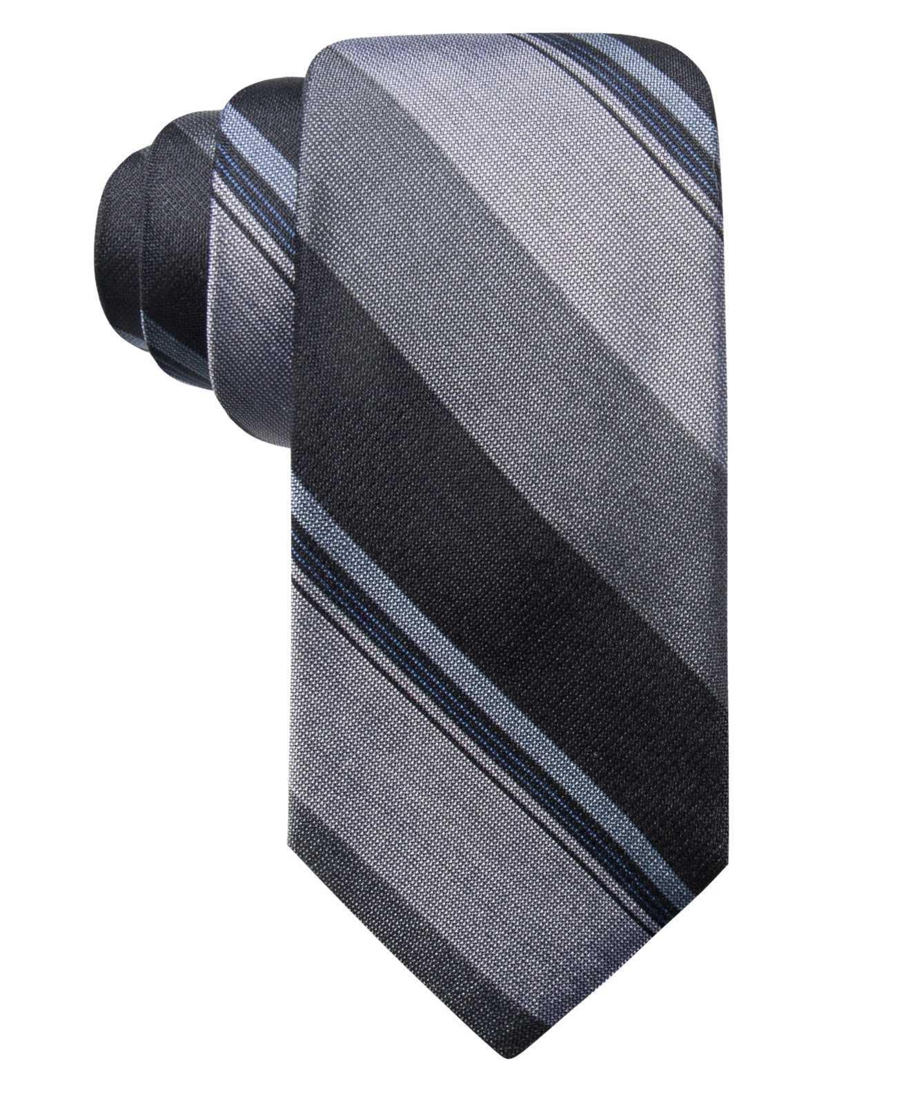 Ryan Seacrest Distinction Men's Blue Ponsay Stripe Neck Tie Silk   Gray Not Applicable