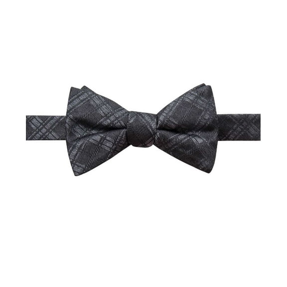 Ryan Seacrest Distinction Men's Pre-Tied Bow Tie Silk Pienza Plaid   Black Not Applicable