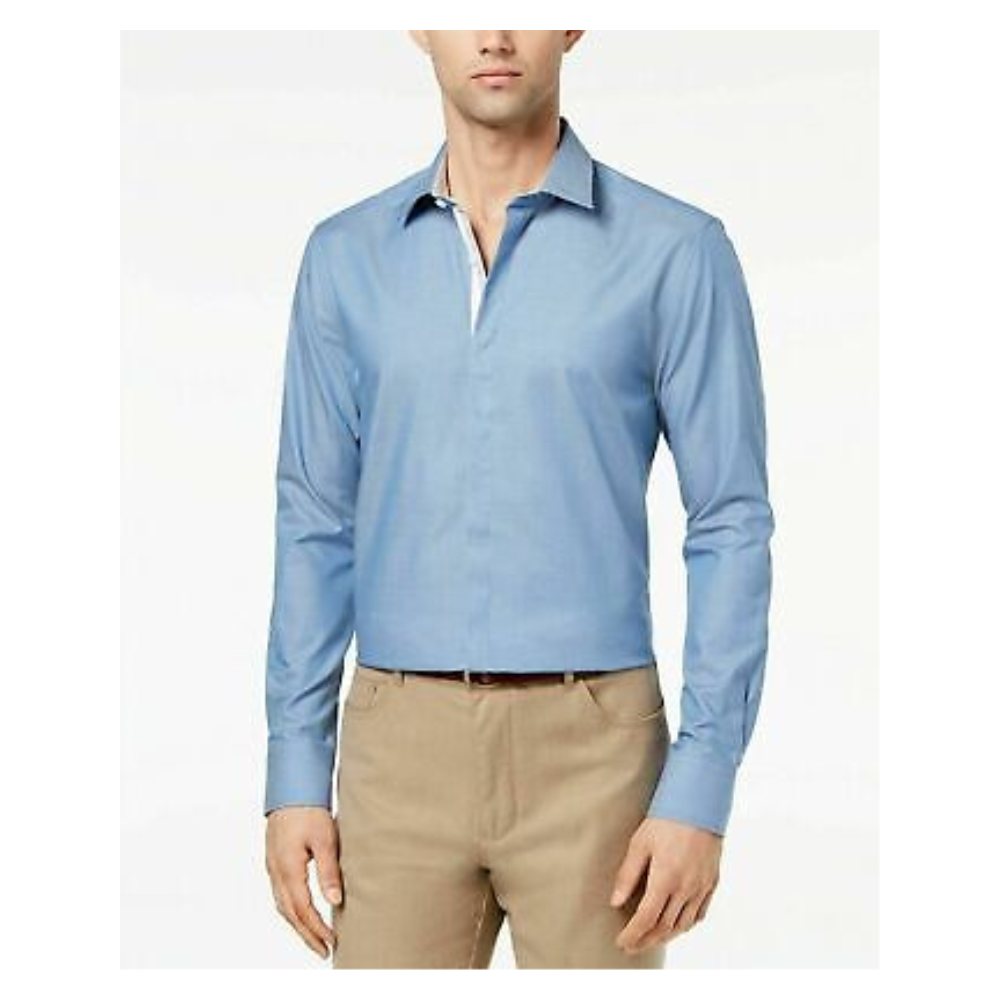 Ryan Seacrest Distinction Men's Slim-Fit Chambray Shirt Blue Size L MSRP  $89 - Walmart.com