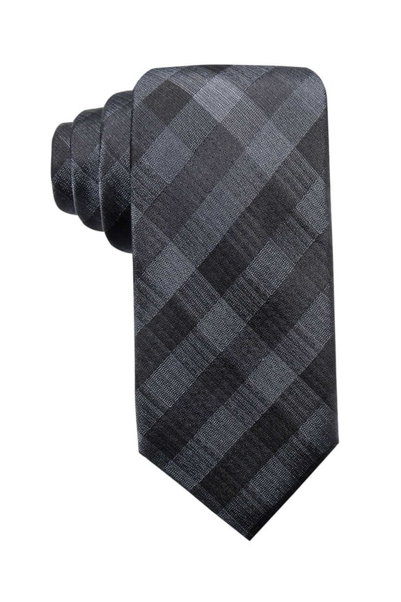 Mens Warwick Gingham Slim Silk Ties, Gray