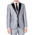 thumbnail image 1 of Ryan Seacrest Distinction Mens Prom Jacket Long Satin Blazer   Silver 42, 1 of 4