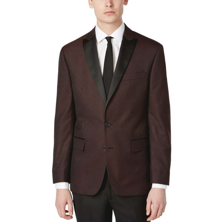 Ryan Seacrest Distinction Mens Slim Fit Brocade Dinner Jacket