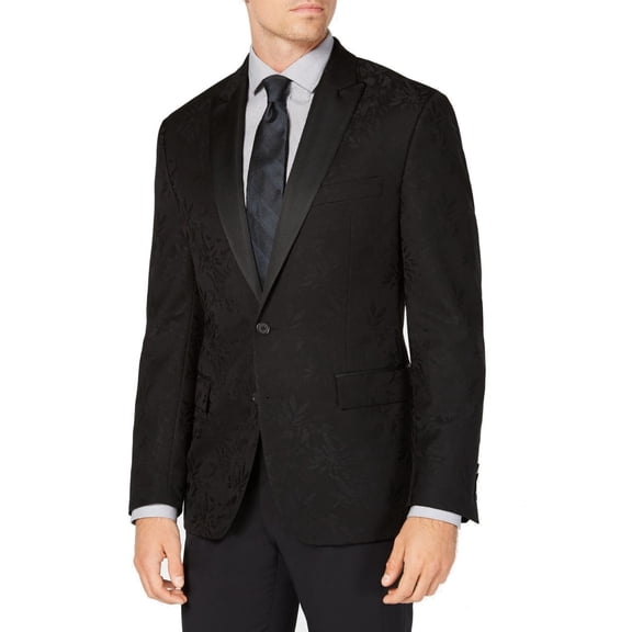 Ryan Seacrest Mens Blazer Floral Jacquard Slim Fit Tonal   Black 40