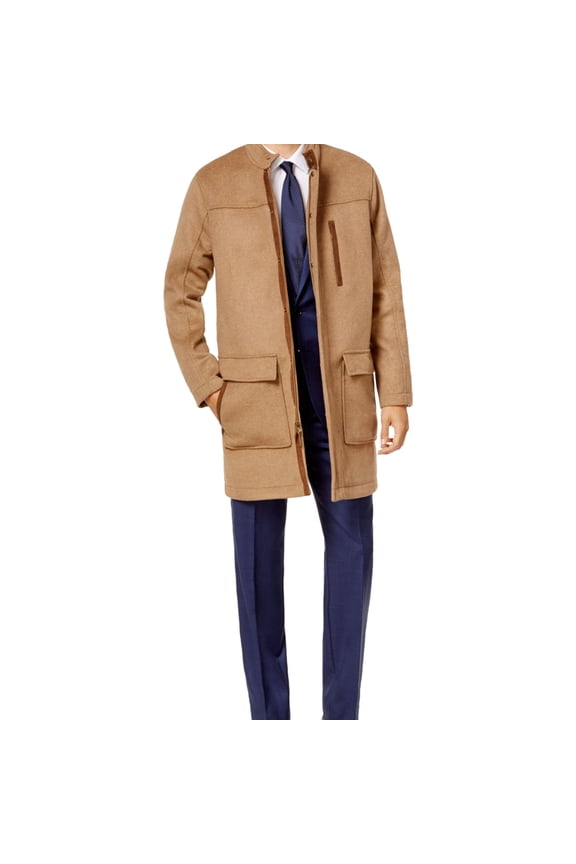 Ryan Seacrest Mens Camel Parka Coat, Brown, X-Large