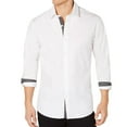 thumbnail image 1 of Ryan Seacrest Mens Contrast Trim Button Up Shirt, White, Medium, 1 of 2
