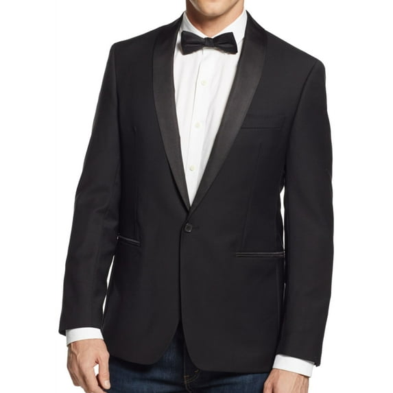 Ryan Seacrest Mens Dinner One Button Blazer Jacket, Black, 36 Regular