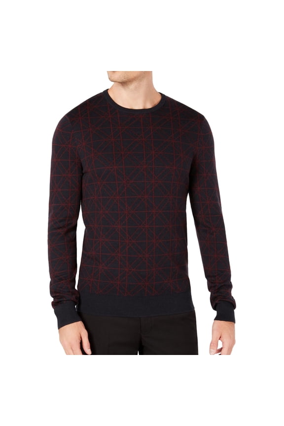 Ryan Seacrest Mens Geometric Pullover Sweater, Blue, Large