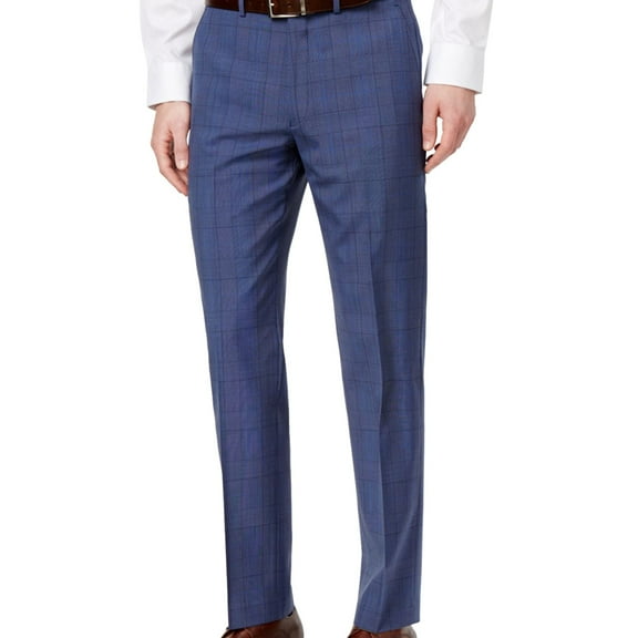 Ryan Seacrest Mens Herringbone Dress Pants Slacks, Blue, 34W x 34L