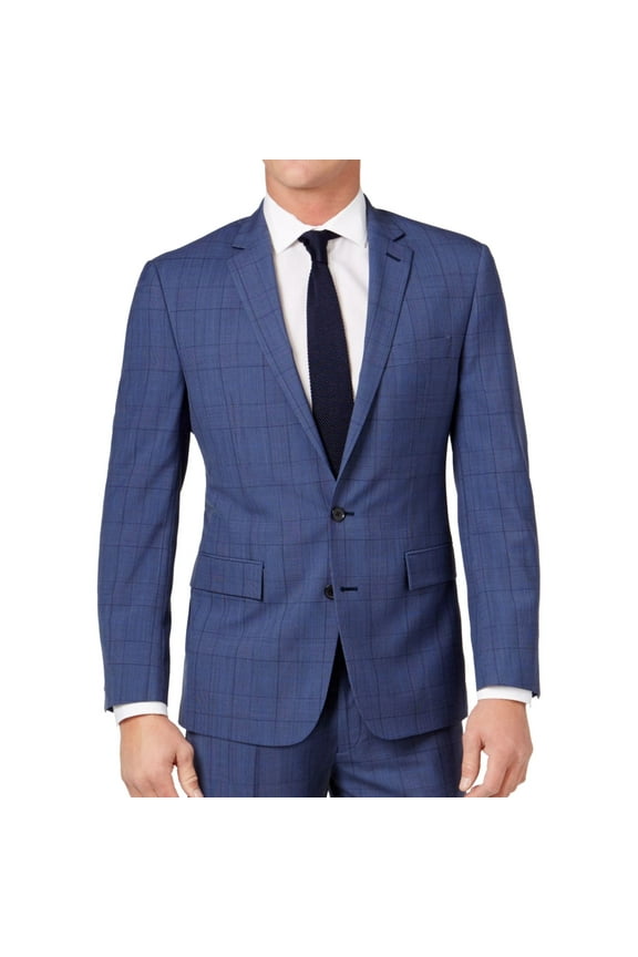 Ryan Seacrest Mens Herringbone Two Button Blazer Jacket, Blue, 36 Regular