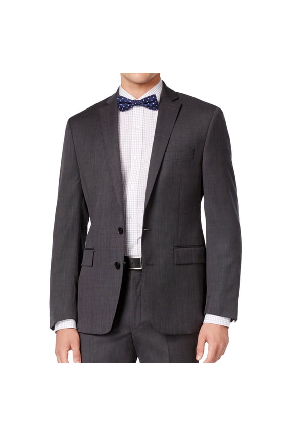 Ryan Seacrest Mens LS Two Button Blazer Jacket, Grey, 40 Long