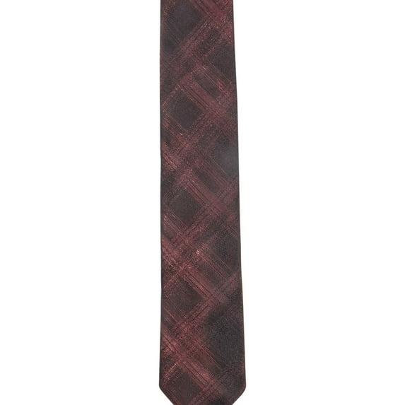 Ryan Seacrest Mens Lurex Plaid Self-tied Necktie, Red, One Size