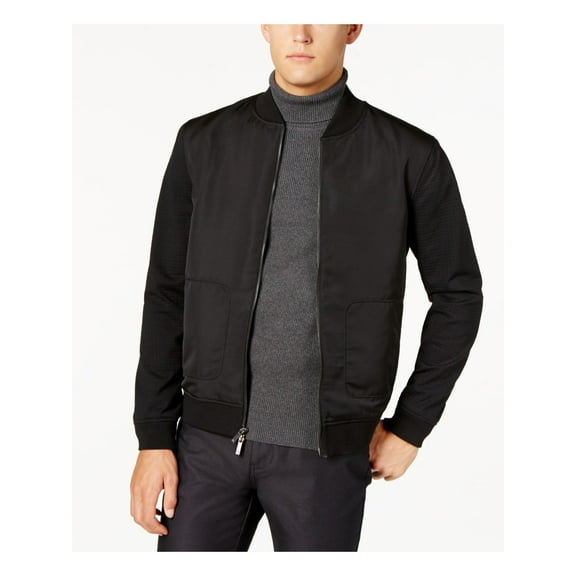 Ryan Seacrest Mens Mixed-Media Bomber Jacket