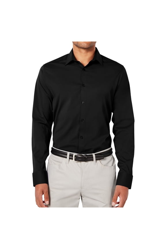 Ryan Seacrest Mens Modern Button Up Shirt, Black, Small