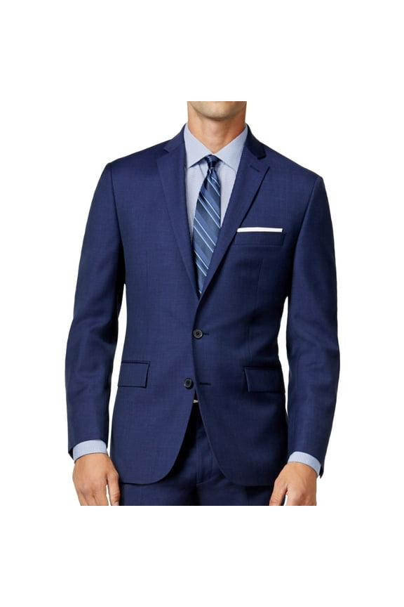 Ryan Seacrest Mens Modern Fit Two Button Blazer Jacket, Blue, 40 Long