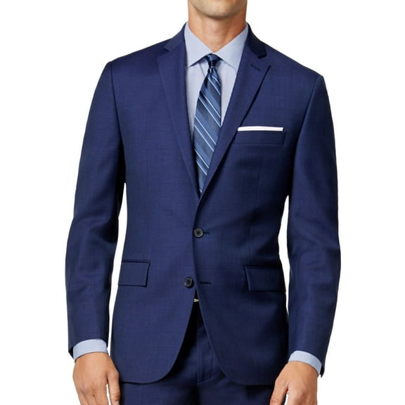 Ryan Seacrest Mens Modern Fit Two Button Blazer Jacket, Blue, 42 Short