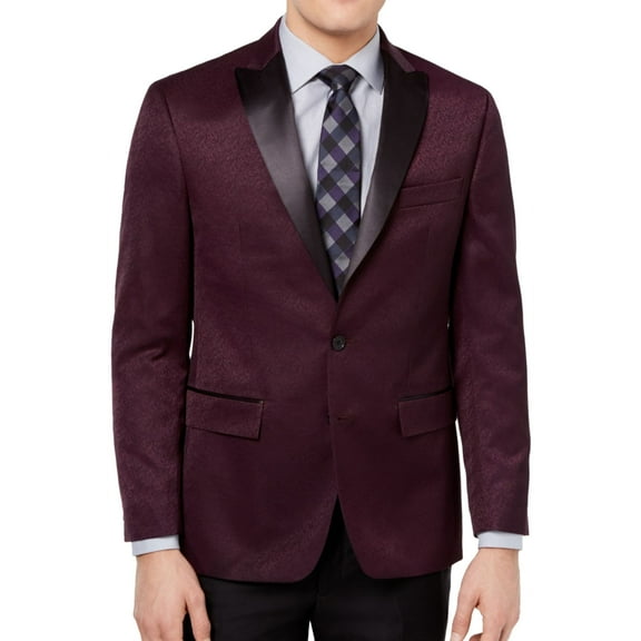 Ryan Seacrest Mens Modern Fit Two Button Blazer Jacket, Purple, 40 Short