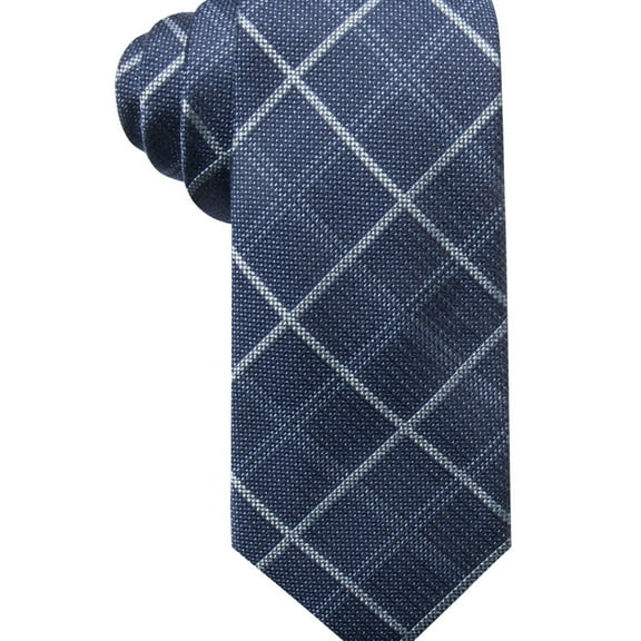 Ryan Seacrest Mens Parga Plaid Self-tied Necktie, Blue, One Size