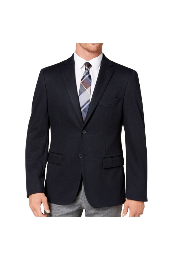 Ryan Seacrest Mens Pindot Two Button Blazer Jacket, Blue, 40 Regular