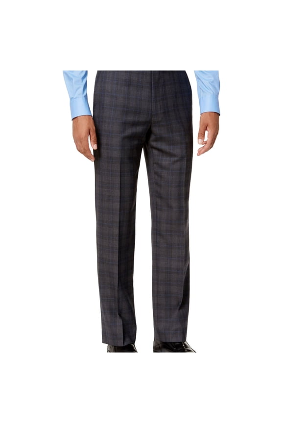 Ryan Seacrest Mens Plaid Casual Trouser Pants, Grey, 30W x 32L