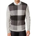 thumbnail image 1 of Ryan Seacrest Mens Plaid-Front Pullover Sweater, Grey, X-Large, 1 of 1