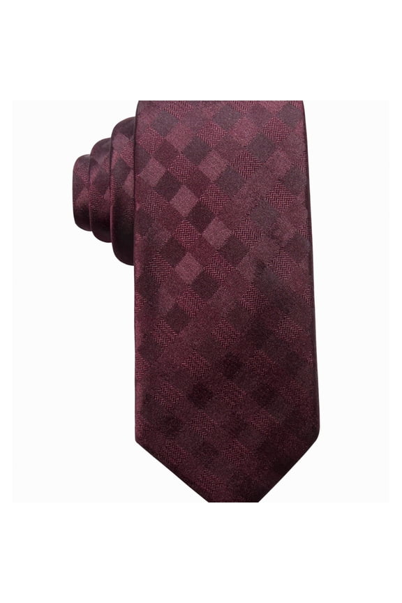 Ryan Seacrest Mens San Leo Gingham Silk Self-tied Necktie, Red, One Size