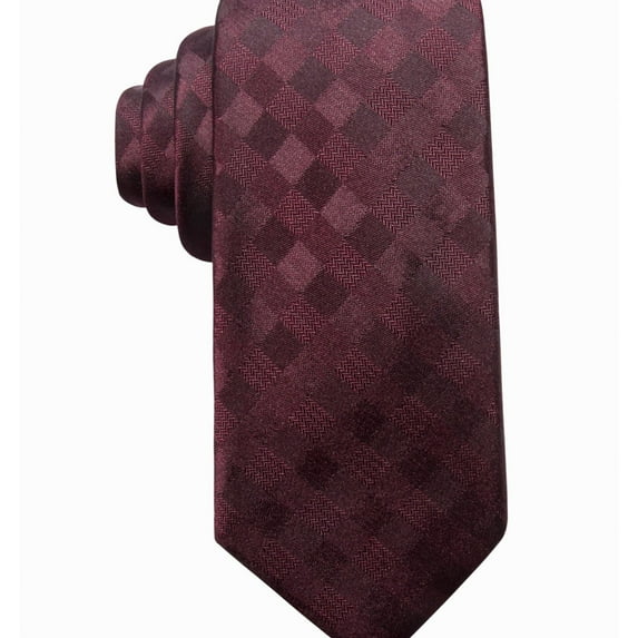 Ryan Seacrest Mens San Leo Gingham Silk Self-tied Necktie, Red, One Size