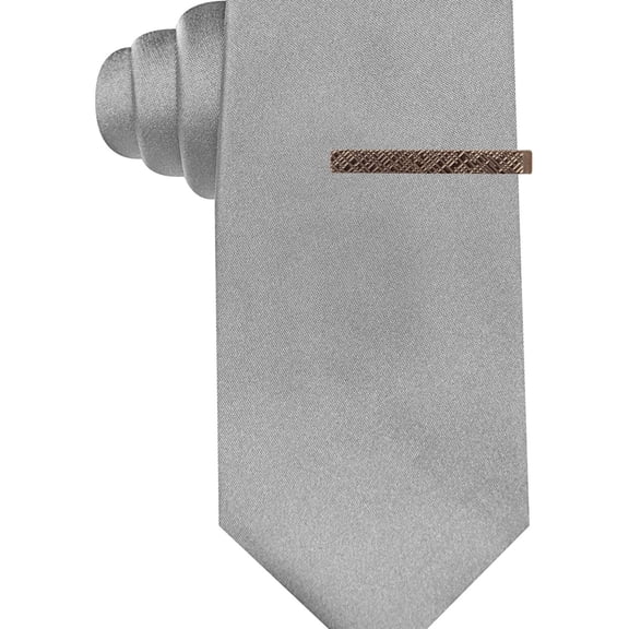 Ryan Seacrest Mens Simple Self-tied Necktie, Grey, One Size